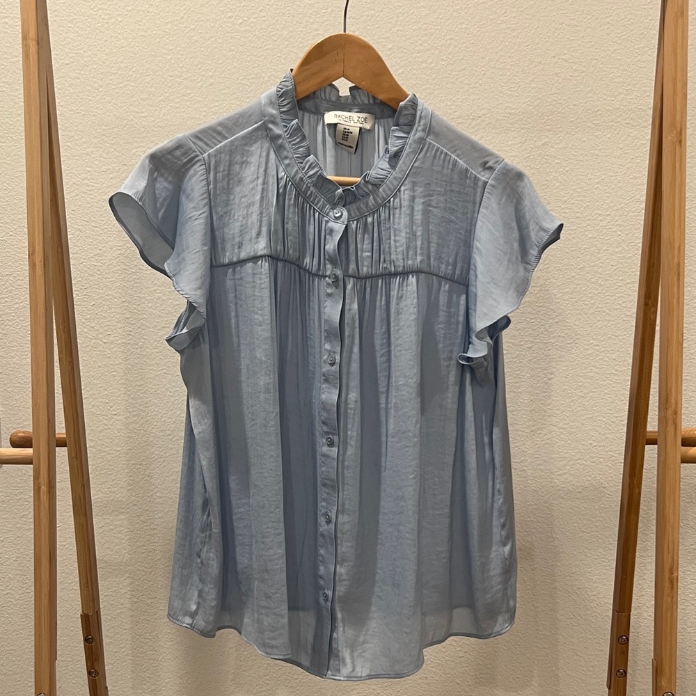 Rachel Zoe Sky Blue Ruffled Blouse